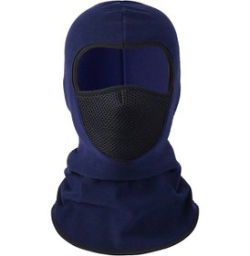 Resim Açık Hava Motosiklet Bisikleti Rüzgar Geçirmez Balaclava Nefes Alabilir Örgü Yüz Maskesi Boyun Isıtıcı - Lacivert 