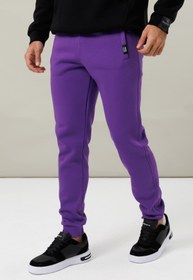 Resim Escetic Unisex Mor Spor 3 Iplik Içi Polarlı Kalın Fermuarlı Cepli Kışlık Eşofman Altı 