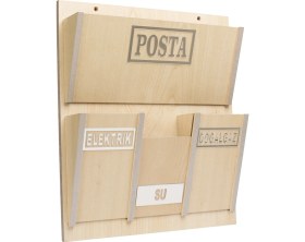 Resim Selena Ahşap Ortak Fatura ve Posta Kutusu Akça 