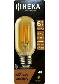 Resim 2 Adet Heka 6w 48w 2500k Günışığı E27 Duylu Kalın Duy Şeffaf Led Ampul 