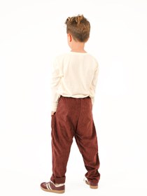 Resim Bordo Kadife Boyfriend Pantolon - 7 Yaş 