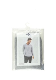 Resim Kiğılı Çift V Yaka Jakar Lastikli Desenli Pamuklu Pijama Takımı Hsszyvkg21008 Açık Gri Melanj 