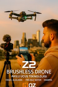 Resim Munico Fırçasız Motorlu Mini Drone – 3 Eksenli Sabitleyici, Engel Kaçınma, 2.4GHz Wifi FPV | 1800mAh 