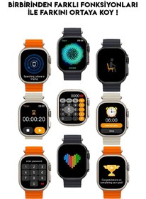 Resim TECHNOMEN Akıllı Saat Y60 Ultra Plus 49mm P9 Bluetooth Kulaklık 7 Kordon Kasa Koruma Kırılmaz Cam Hediye 