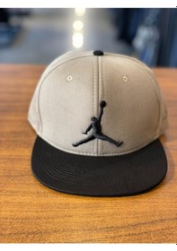 Resim Air Jordan Nakışlı Bej Hiphop Snapback Rapper Basket Cap Şapka Bej - Siyah 