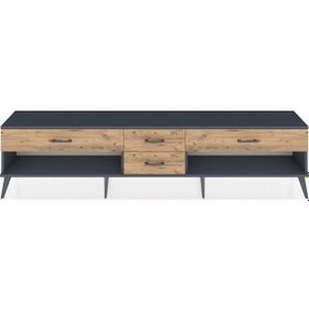 Resim Arges Tv Ünitesi 4 Çekmeceli 220x30x51 Antrasit-çam Atlas Çam/atlas Çam - Antrasıt 