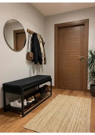 Resim Line Modern Bench Puf 120 Cm - Antre, Giriş Holü , Ofis İçin Şık Dekoratif Bench Siyah 