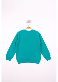 Resim Toontoy Kids Toontoy Erkek Çocuk Relax Fit Bisiklet Yaka Baskılı Sweatshirt - 2 İplik Koyu Yeşil 