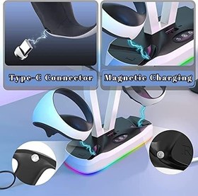 Resim JoyHood PS VR2 için Manyetik Şarj Tabanı, VR Kulaklık Tutuculu ve Ekran Standlı Kumanda Şarj İstasyonu (Beyaz ve Siyah) 