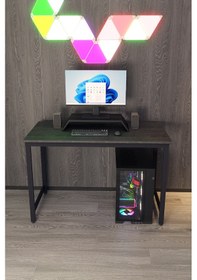 Resim Siyah Renk Oyuncu Masası 60x120 Cm, Bilgisayar Masası, Gamer Masası, Gaming Masa, Metal Ayaklı Siyah 