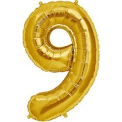 Resim Xnews O Balon 9 Rakamı Altın Renk 