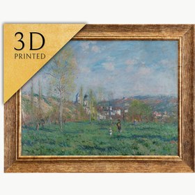 Resim Monet's Spring in Vethuil: 3D Textured Oil Painting Reproduction - 39"x53" in / 100x135 cm / Vintage Gold Frame 