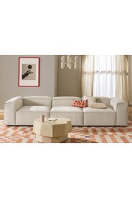 Resim Vivense LENA ÜÇLÜ FİTİLLİ KADİFE KOLTUK, BEYAZ 