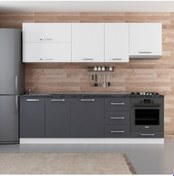 Resim Minar 255 Cm Mutfak Dolabı Beyaz Antrasit 255-A8 Beyaz 