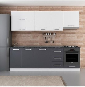 Resim Minar 255 Cm Mutfak Dolabı Beyaz Antrasit 255-A8 Beyaz 