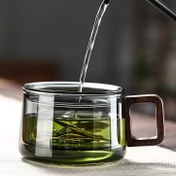 Resim 1 adet, Çay İçin Tasarlanmış Bir Cam Filtre Bardağı, Yüksek Sıcaklıklara Dayanıklı, Çay ve Su Arasındaki Farkı Ayırabilen, Ofis veya Ev Kullanımı İçin İdeal, Küçük ve Yeni. 