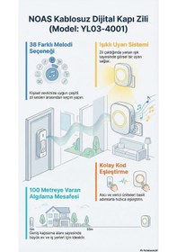 Resim Noas Kablosuz Dijital Kapı Zili Yl03-4001 