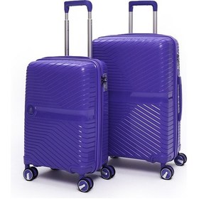 Resim Elatae Exclusive Pro Polipropilen Kırılmaz 2'li Valiz Seti Orta Boy - Kabin Boy Mor 5239 Mor 