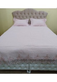 Resim Yatak Örtüsü Zmrt Çift Kişilik Dantelli Çık Pembe Pamuk Pembe 