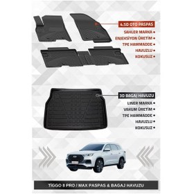 Resim Sahler Chery Tiggo 8 Pro / Max 2022+ Uyumlu 4.5d Premium Havuzlu Paspas Ve Liner Marka 3d Bagaj Havuzu 