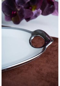 Resim Acar Arven Oval Silver Sunum Tepsisi - 45 Cm Beyaz 