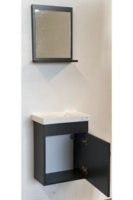 Resim DOĞSAN MOBİLYA Ebeveyn 45cm X 25cm Mdf Banyo Dolabı Antrasit 