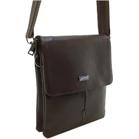 Resim Hakiki Deri Taba Renk Erkek Postacı Çantası %100 Kuzu Derisi Kahverengi 