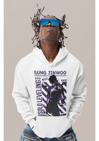 Resim Sevbano Solo Leveling Sung Jin-woo Baskılı Unisex Oversize Anime Karakter beyaz 