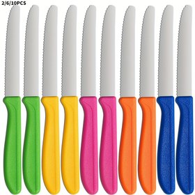 Resim 2/6/10 Parça Çatal Bıçak Takımı, Dayanıklı Ekmek Bıçağı, Peynir Kesici, Domates Bıçağı, Atıştırmalık Bıçağı, Kavisli Kesim için Keskin Bıçaklar, Kahvaltılık Bıçağı, Yüksek Kaliteli Paslanmaz Çelik Mutfak Eşyaları, Bulaşık Makinesinde Yıkanabilir 