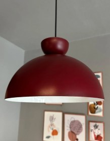 Resim Yimpi Avize Vişne Çürüğü Şapka Tekli Sarkıt Salon Kuaför Cafe Dekoratif Aydınlatma Pastane Bordo 