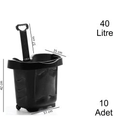 Resim Marketix Tekerlekli Plastik Market Alışveriş El Sepeti 40 Litre Siyah 10 Adet 