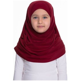 Resim Hürrem Bone Bordo Pratik Hazır Geçmeli Çocuk Tesettür Bone Sandy Kumaş Kendin Bordo 