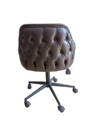Resim Büro Sandalyesi Kapitone Desenli Suni Deri 