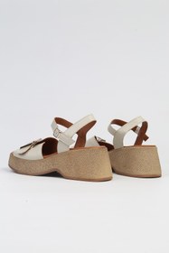 Resim Pierre Cardin ® | PC-7209- 3807 Bej-Kadın Dolgu Topuk Sandalet Ayakkabı 