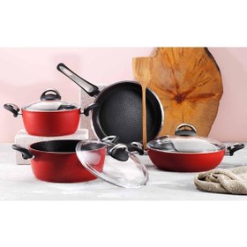 Resim Aryıldız Paris Kırmızı 7 Parça Granit Tencere Seti 