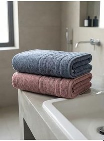 Resim %100 Pamuk 2’li 100x150 cm Büyük Banyo Havlusu Seti - Yumuşak, Emici, Dayanıklı Premium 