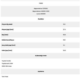 Resim Form Metal 74369 Toyota Uyumlu Aurıs 10 Dıs Marş Dişlisi 