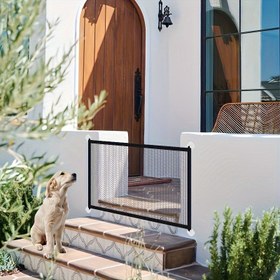 Resim 1 adet Sentetik Pet İzolasyon Mesh Çiti - İç Mekan Güvenliği Bariyeri için Köpek ve Kedi Koruma, Delmesiz Kurulum Rayları ve Ray Muhafızları, 14+ Yaş için Uygundur 
