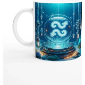 Resim Kova Burcu Baskılı Kahve Kupası - Astral Denizaltı Dünyası Vs1 