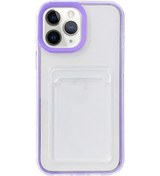 Resim İphone Uyumlu 11 Pro Max İçin Tam Kapsamlı 360 Şeffaf Pc + Kart Yuvalı Tpu Darbeye Dayanıklı Koruyucu Kılıf Mor 