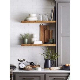 Resim Karadeniz Dizayn Doğal Ahşap Raf 2'li Takım - 100 x 20 cm 