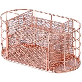 Resim Ganzhoushop Zarif Gül Altın Kalemlik Dekoratif Demir Kalemlik Çoklu Bölmeler Gül Altın 