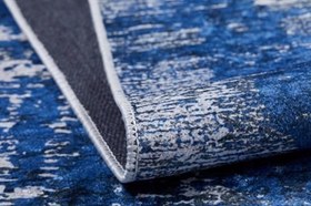 Resim UlanUde Mavi Modern Geometrik Etnik Eskitme Desenli Boho Makinada Yıkanabilir Hafif Hav Toz Vermez Leke Tutmaz Kaymaz Taban Dijital Makine Baskı Halı Oturma Odası Salon Yolluk Koridor Mutfak Halısı 
