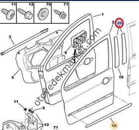 Resim PEUGEOT 307 SAĞ ÖN-ARKA KAPI DİREK BANDI (ORJİNAL) 