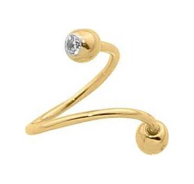 Resim Cherry By Özkonak İki Ucu Taşlı Kıvrımlı Helix Piercing Sarı 