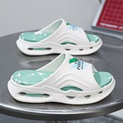 Resim Unisex Açık Burunlu Kayma Önleyici Terlikler - Yumuşak EVA Kaymaz İç/Dış Mekan Sandaletleri, Nefes Alabilen Hafif Günlük Plaj Ayakkabıları Erkek ve Kadınlar için, İlkbahar Yaz Sonbahar Tüm Sezon Konforu, Beyaz Açık Yeşil Detaylı Geniş Kesim Sandaletler, Kaydırmaz Tabanlı Sokak Stili Terlikler, Rahat Ayakkabılar, Minimalist Tasarım, Dayanıklı Seyahat Sandaletleri 