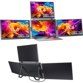 Resim Ultrax 15.6" Üçlü Taşınabilir Monitör Çoklu Ekran Full Hd IPS Notebook Monitör 