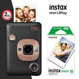 Resim Fujifilm Instax Mini LiPlay Hybrid Elegant Black Şipşak Fotoğraf Makinesi Ve 10'lu Mini Film 
