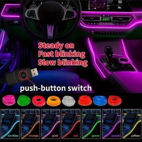 Resim Trendooze Turcoshop11 Pembe 300cm Usb Led Araç İçi Neon Işık Şeridi, Çok Renkli Ortam Aydınlatması 