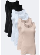 Resim Malabadi Kadın Siyah Beyaz Ten 6 Lı Paket %100 Pamuk Ribana Kalın Askılı Atlet 106-e Siyah-beyaz-ten 